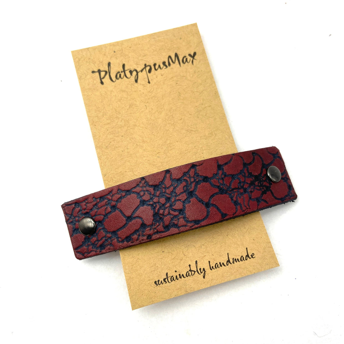 Red Dragon Scales Leather Hair Barrette