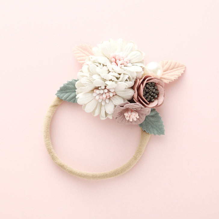 Baby Floral Decoration Design Elastic Hair Rope-1