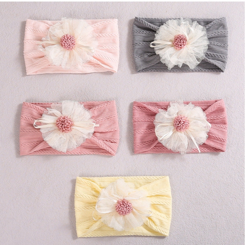 Baby Lace Floral Elastic Cotton Headband-1