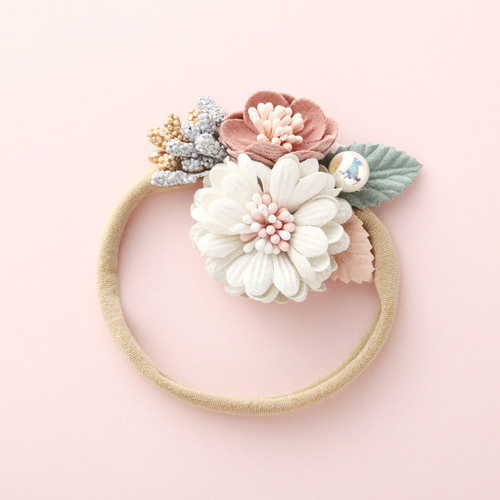 Baby Floral Decoration Design Elastic Hair Rope-3