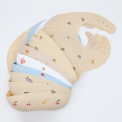 Baby Printed Pattern Food Grade Silicone Bibs-0