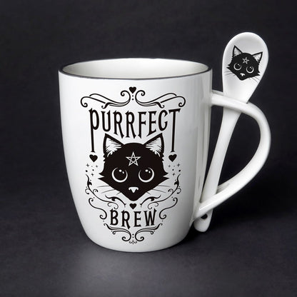 Purrfect Brew Mug Tea Cup and Spoon - HartCentered