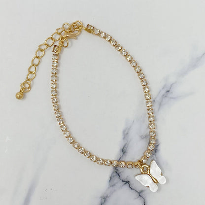 Sparkly Butterfly Anklet | Gold-Plated Alloy Metal Ankle Bracelet