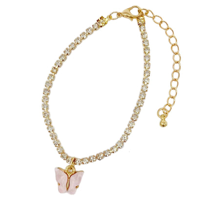 Sparkly Butterfly Anklet | Gold-Plated Alloy Metal Ankle Bracelet