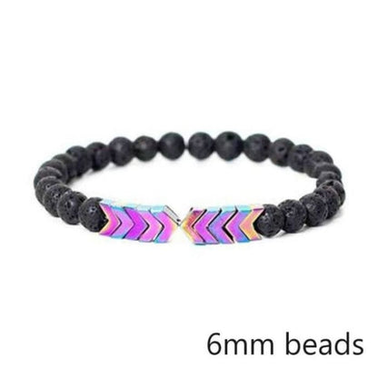 Moonstone Arrows in Rainbow Chroma &amp; Lava Stone | Essential Oil Bracelet - HartCentered