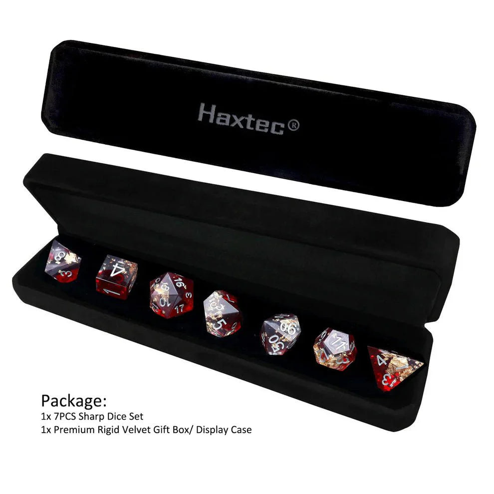 Sharp Edge: Red Clear Gold Foil Dice Set - HartCentered