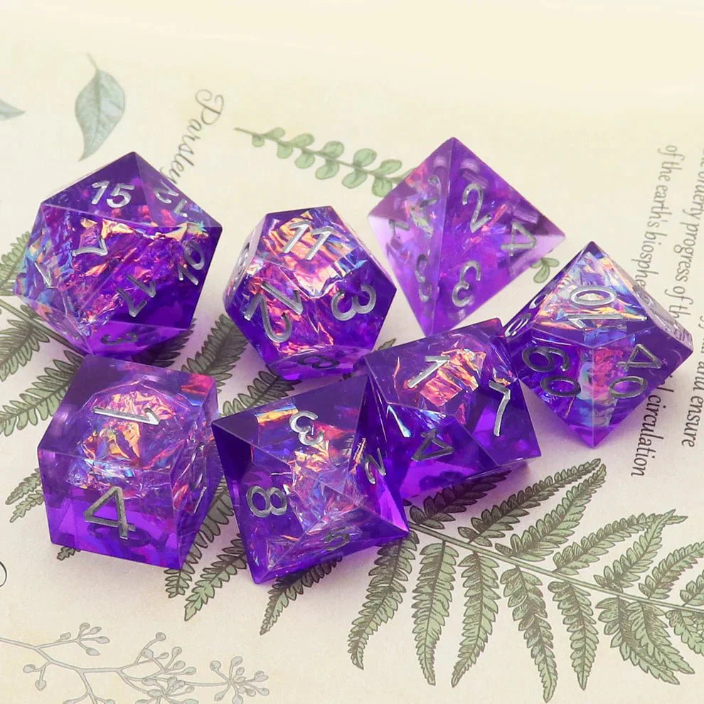 Sharp Edge: Violet Galaxy Dice Set - HartCentered