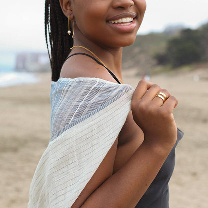 Geo Stripe Bombshell Ring | 14k-Gold Plated Brass Bullet Castings | Handmade in Cambodia