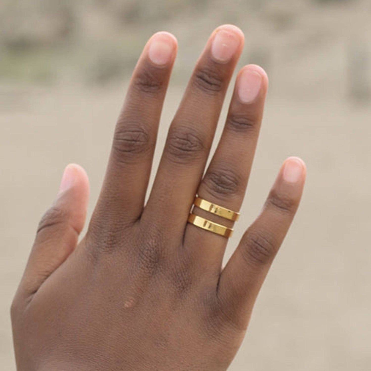 Geo Stripe Bombshell Ring | 14k-Gold Plated Brass Bullet Castings | Handmade in Cambodia