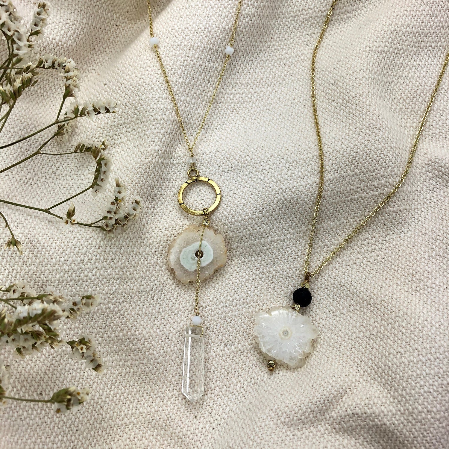 Solar Quartz + Crystal Y Necklace-4