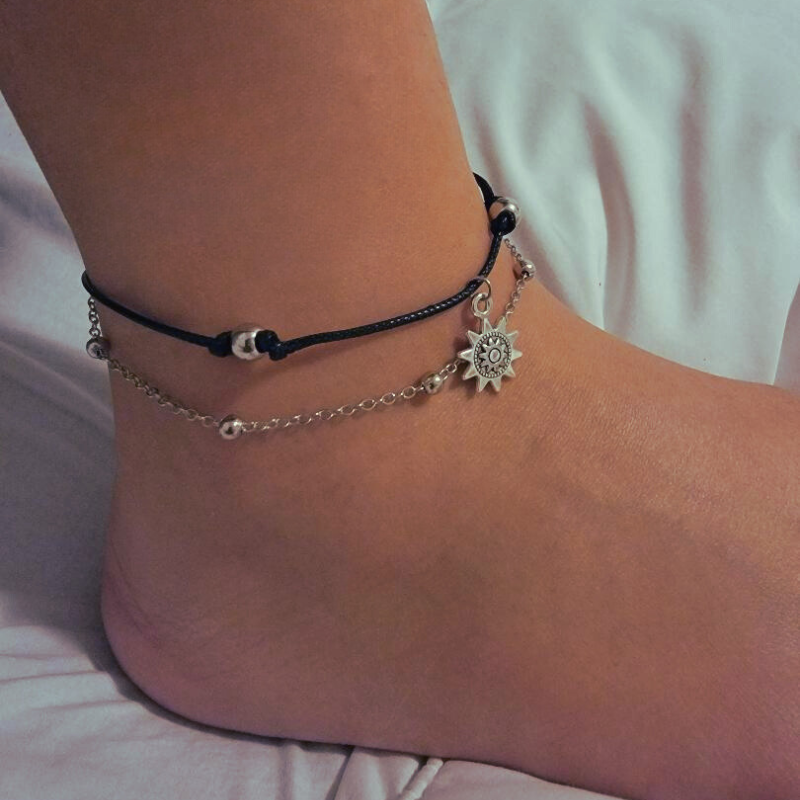 Vintage Boho Multi Layer Sun Anklet Ankle Bracelet-1