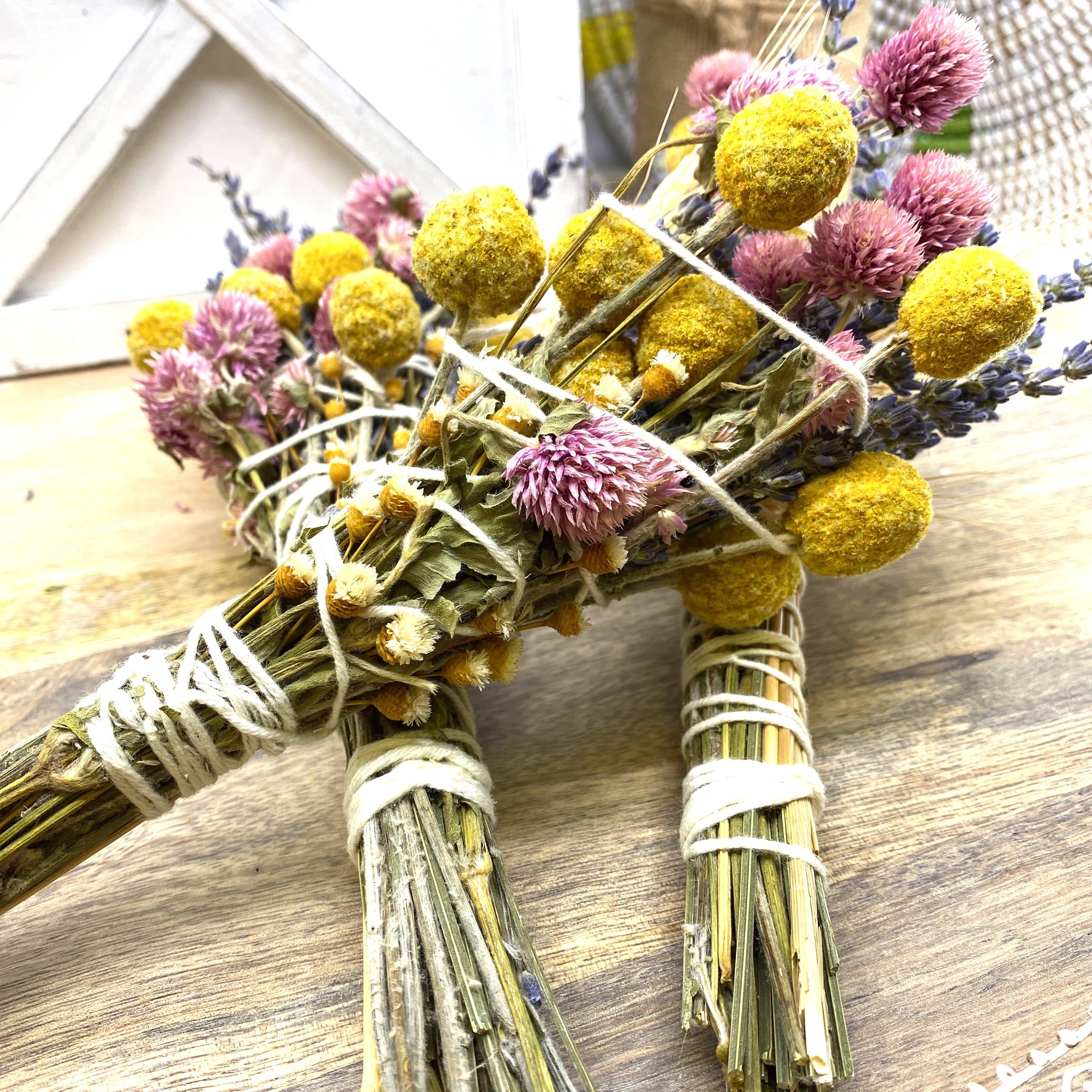 Lavender &amp; Wheat, Floral Wand, Smudge Stick, 6 “