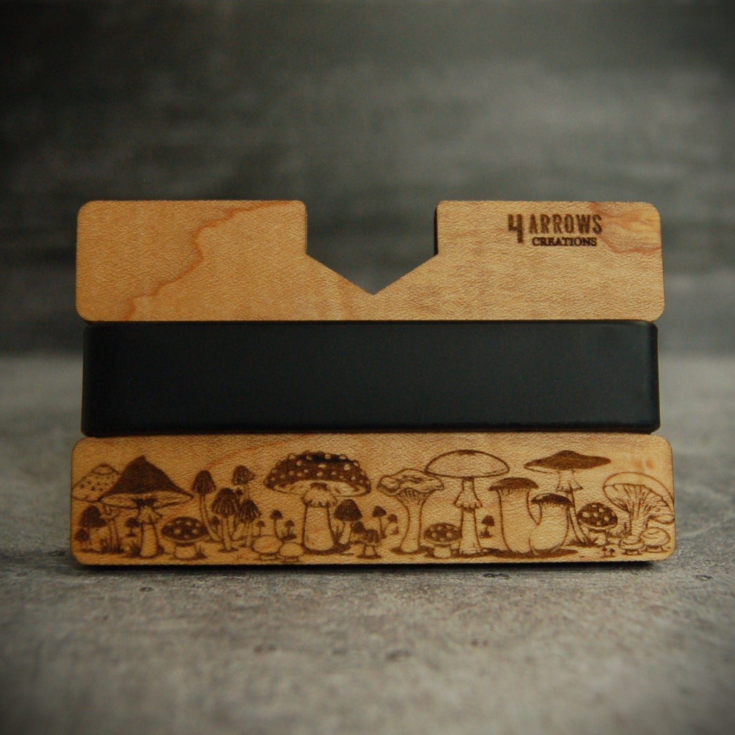 The Mushroom Wood Wallet - 4 Arrows Creations