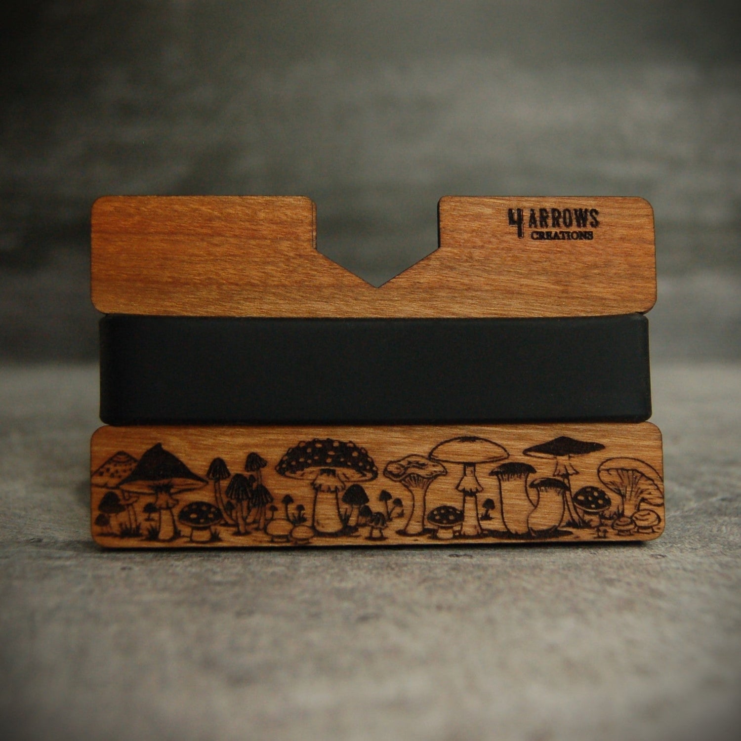 The Mushroom Wood Wallet - 4 Arrows Creations