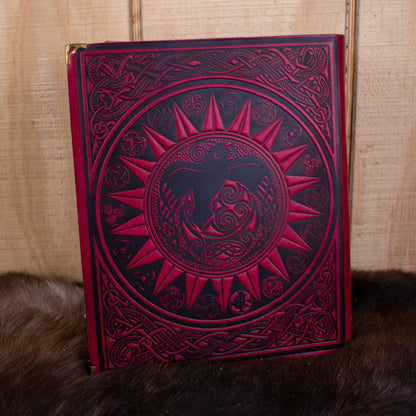 &quot;The Ravens&quot; Red Spellbook Leather Journal-1