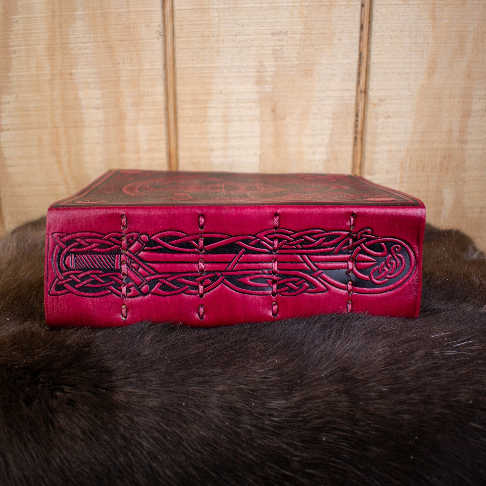 &quot;The Ravens&quot; Red Spellbook Leather Journal-2