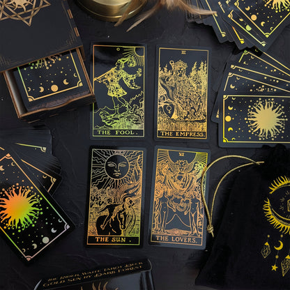 The Rider Waite | Gold Sun Rainbow Foil | Tarot Deck Set - HartCentered