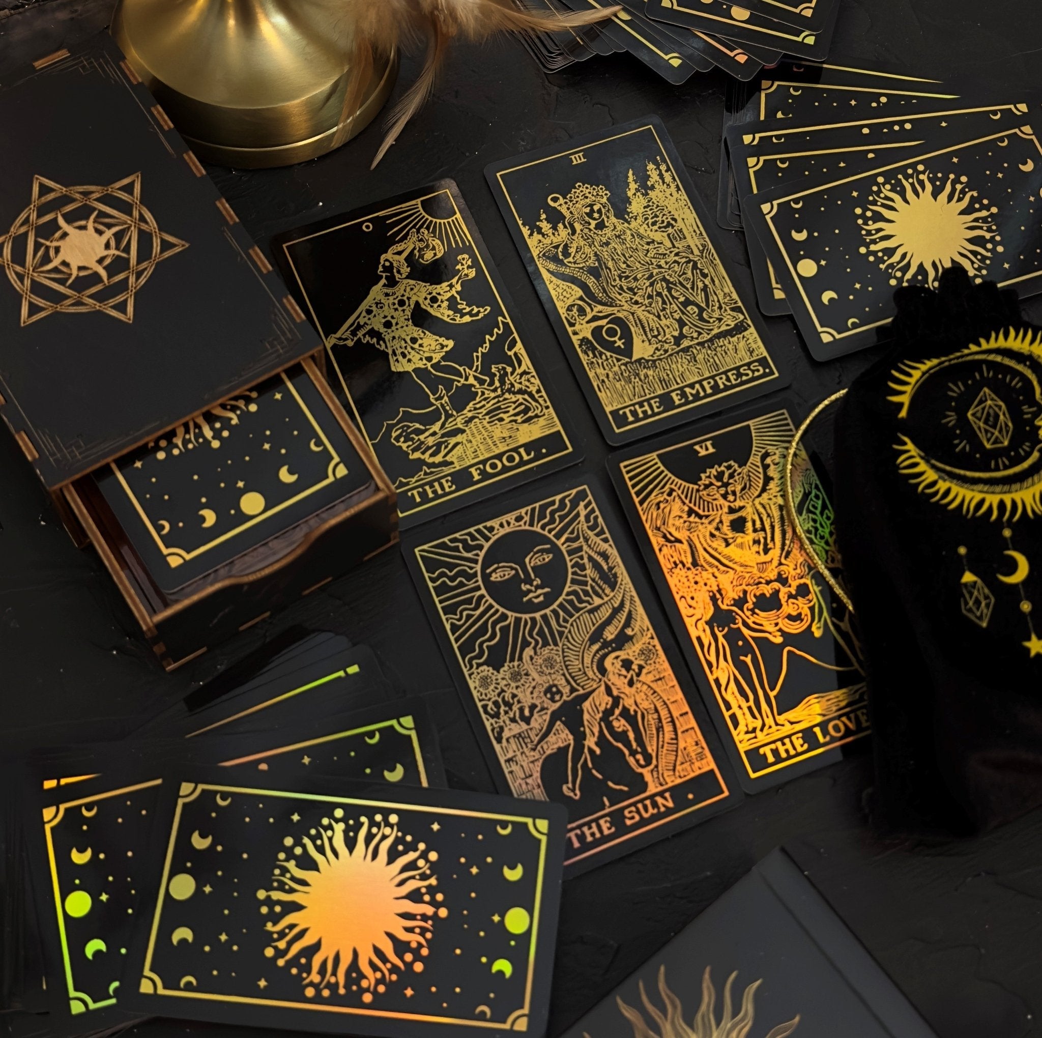 The Rider Waite | Gold Sun Rainbow Foil | Tarot Deck Set - HartCentered