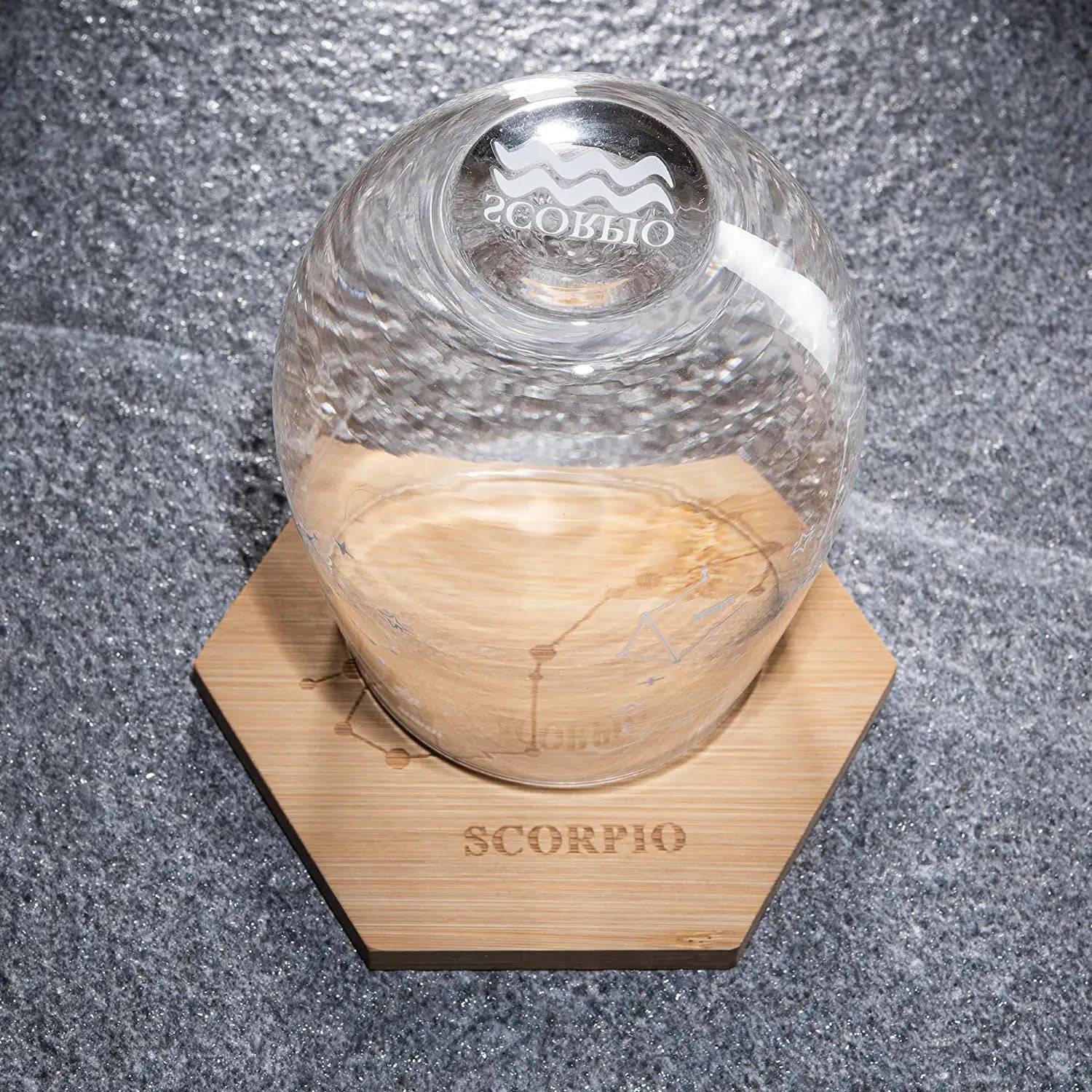 Scorpio | Set of 2 Zodiac Sign Wine Glasses with 2 Wooden Coasters by The Wine Savant