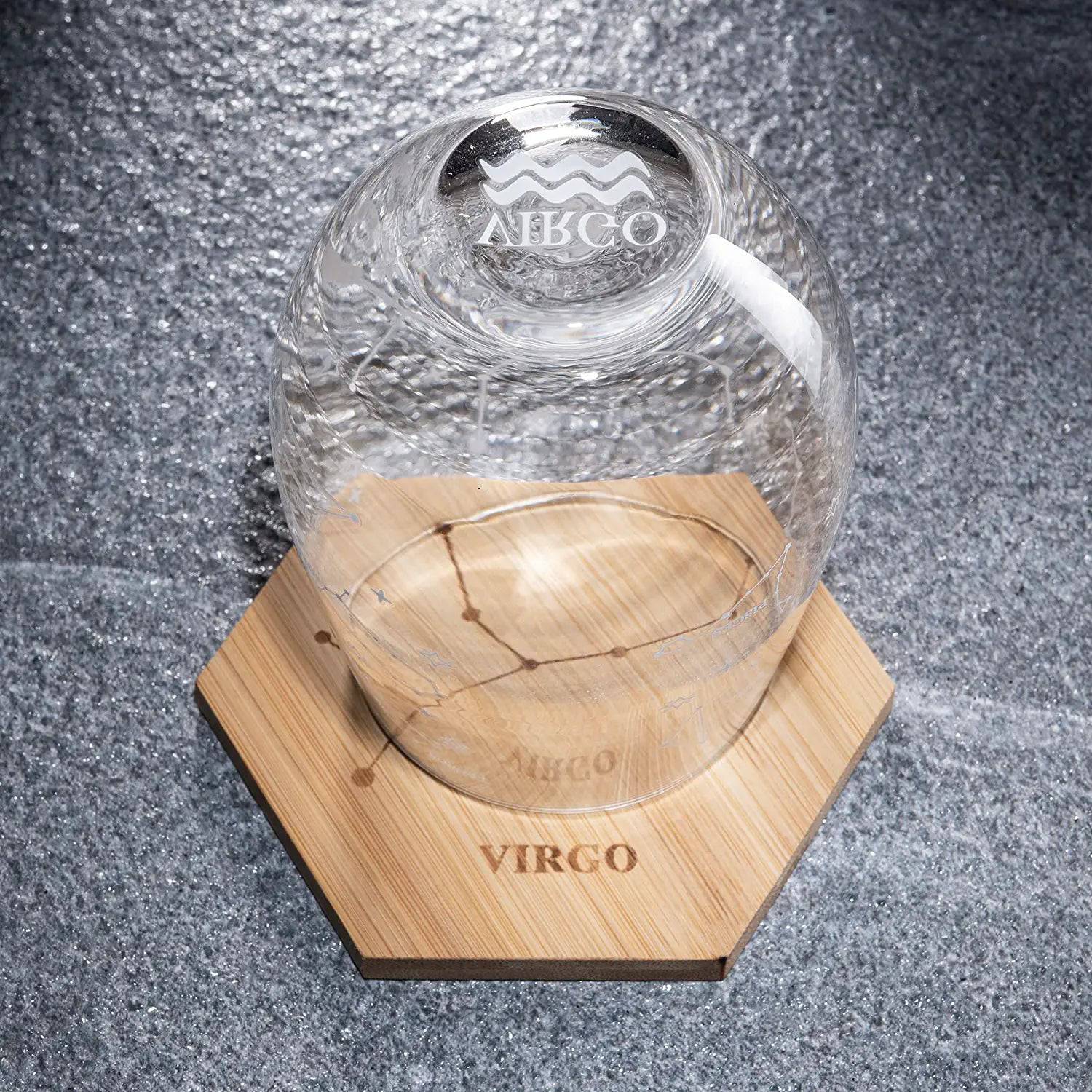 Virgo | Set of 2 Zodiac Sign Wine Glasses with 2 Wooden Coasters by The Wine Savant