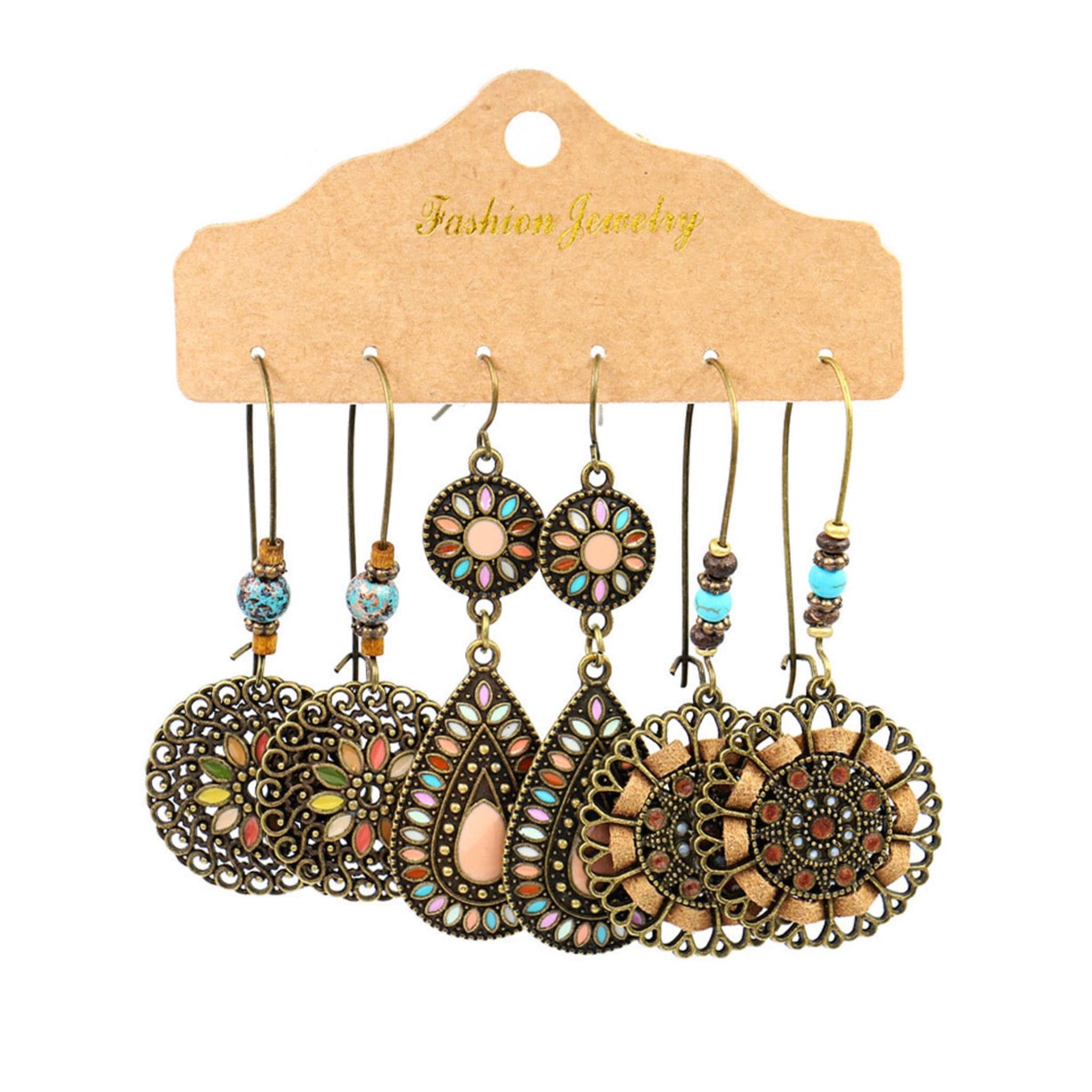 Boho Retro Hollow Dangle Earrings Set | 3 Pairs