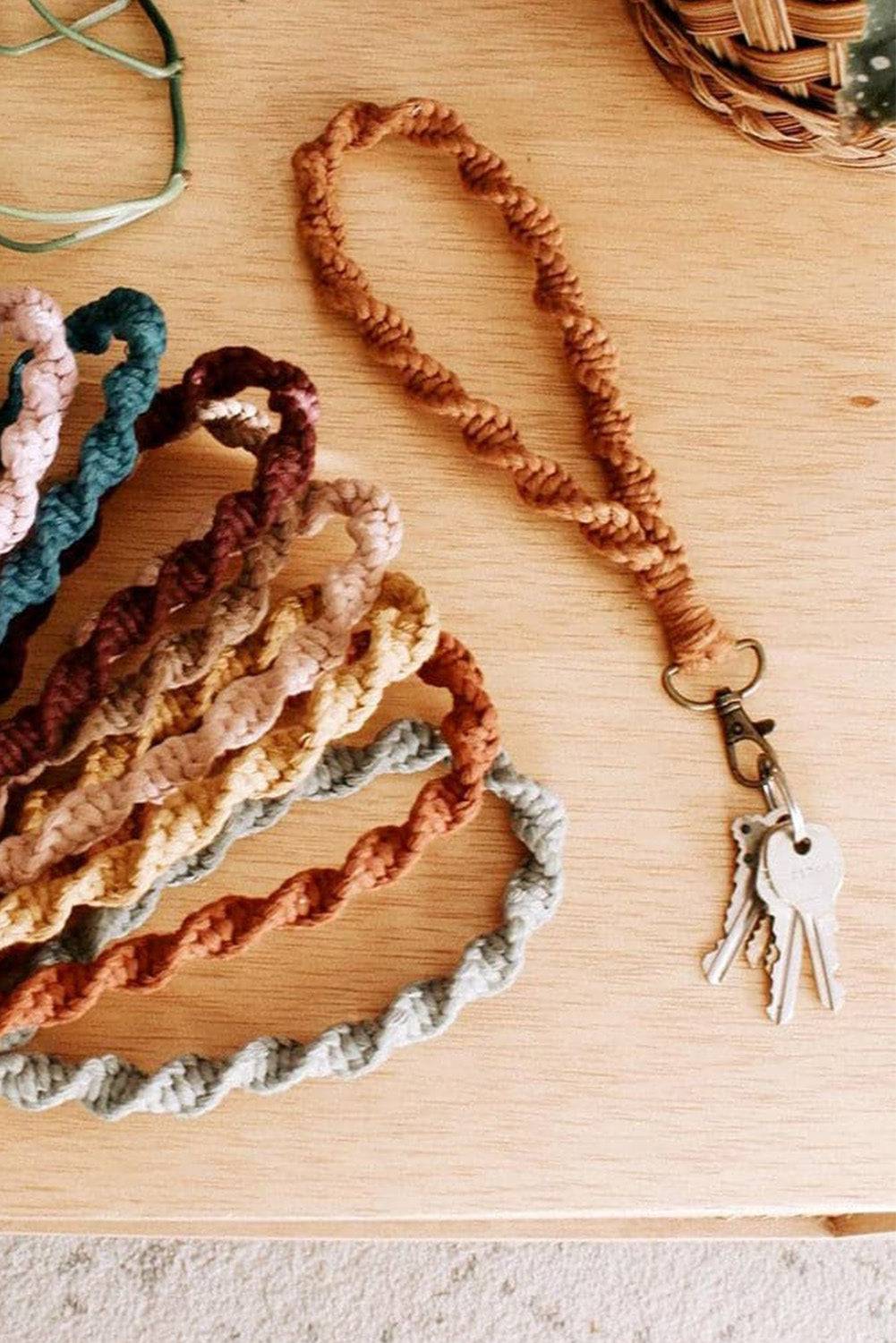 Khaki Twist Braided | Wristlet Keychain