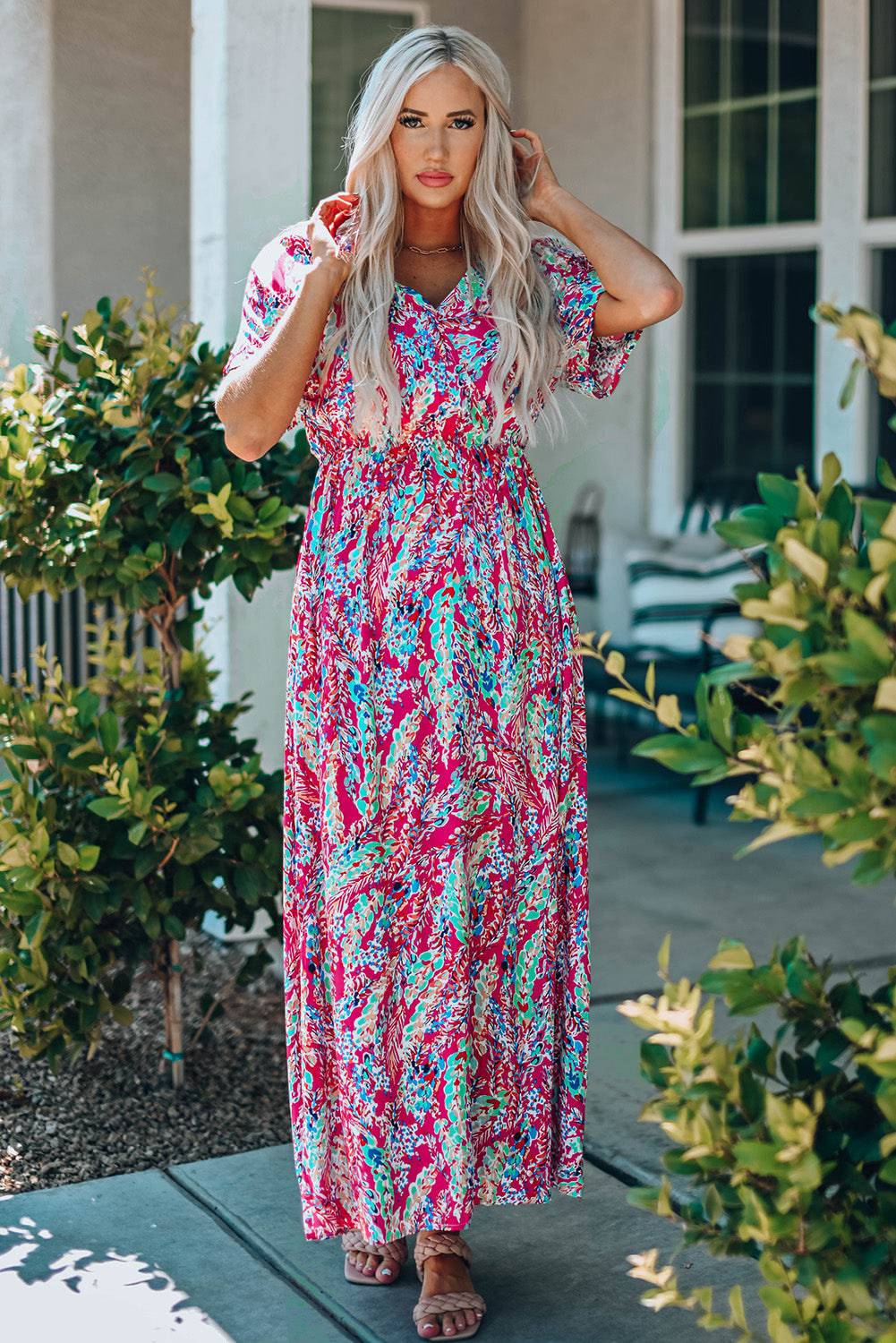 Mara V Neck Floral Dress