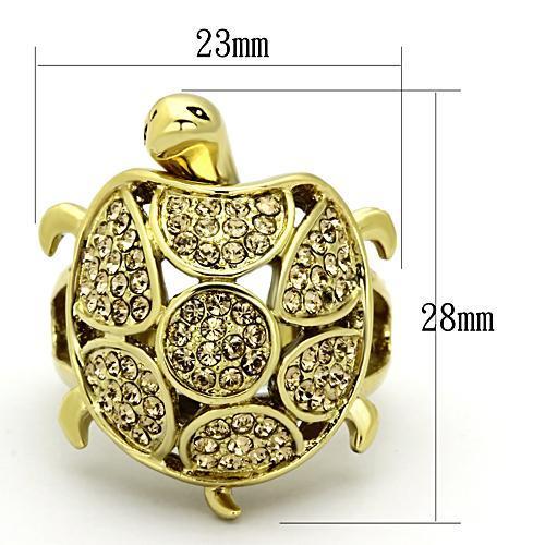 TK1035 - IP Gold(Ion Plating) Stainless Steel Ring with Top Grade Crystal  in Citrine Yellow-1