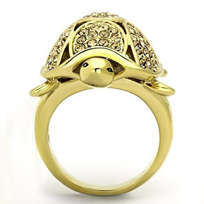 TK1035 - IP Gold(Ion Plating) Stainless Steel Ring with Top Grade Crystal  in Citrine Yellow-2