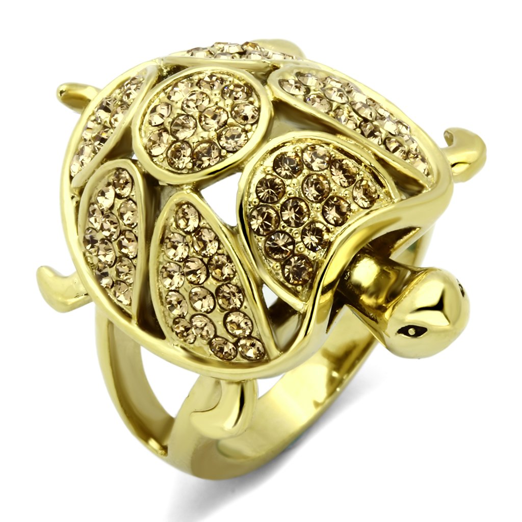 TK1035 - IP Gold(Ion Plating) Stainless Steel Ring with Top Grade Crystal  in Citrine Yellow-0