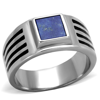 TK2047 - High polished (no plating) Stainless Steel Ring with Precious Stone Lapis in Montana-0