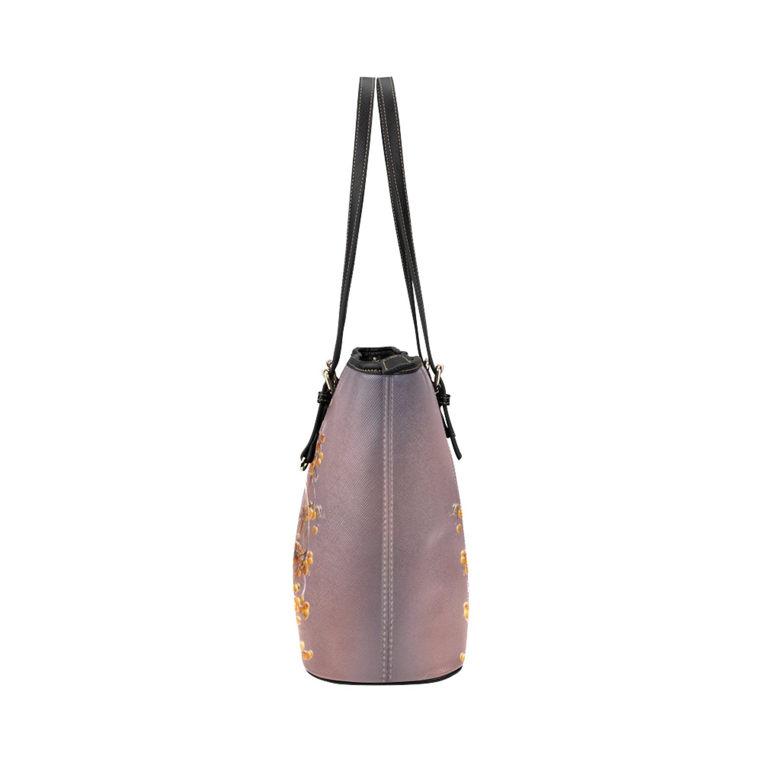 Large Leather Tote Shoulder Bag - Purple Hummingbird Illustration-5