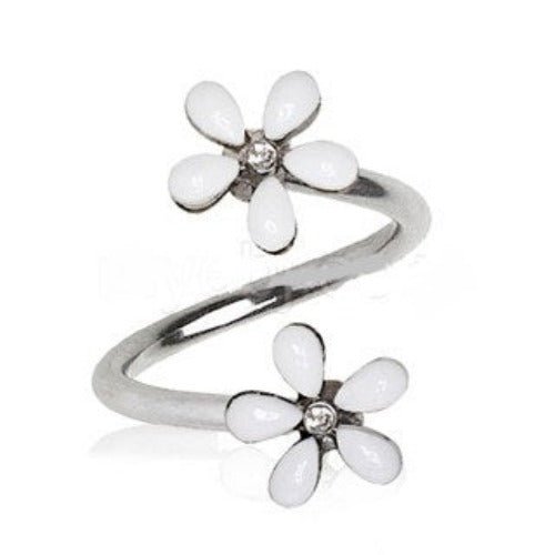 316L Stainless Steel White Wild Flower Twist Cartilage-3