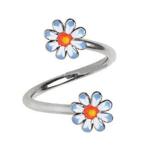 316L Stainless Steel Daisy Flower Twist Navel Jewelry-1