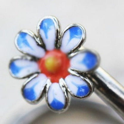 316L Stainless Steel Daisy Flower Twist Navel Jewelry-2