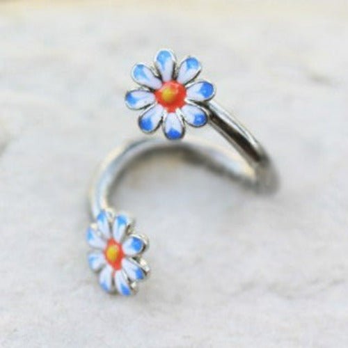 316L Stainless Steel Daisy Flower Twist Navel Jewelry-0