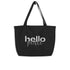 Large Black Tote Bag - Hello Peace Inspirational Print-0