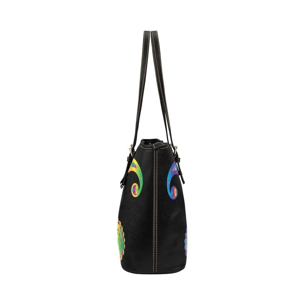 Large Leather Tote Shoulder Bag - Butterfly Black  T227785-2