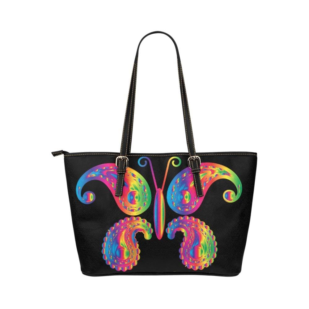 Large Leather Tote Shoulder Bag - Butterfly Black  T227785-3