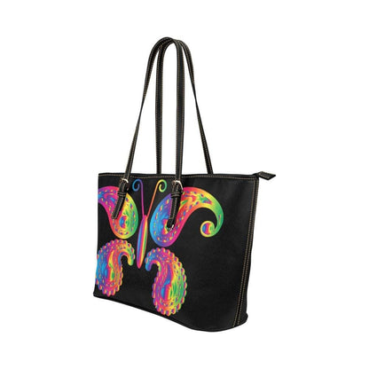 Large Leather Tote Shoulder Bag - Butterfly Black  T227785-1