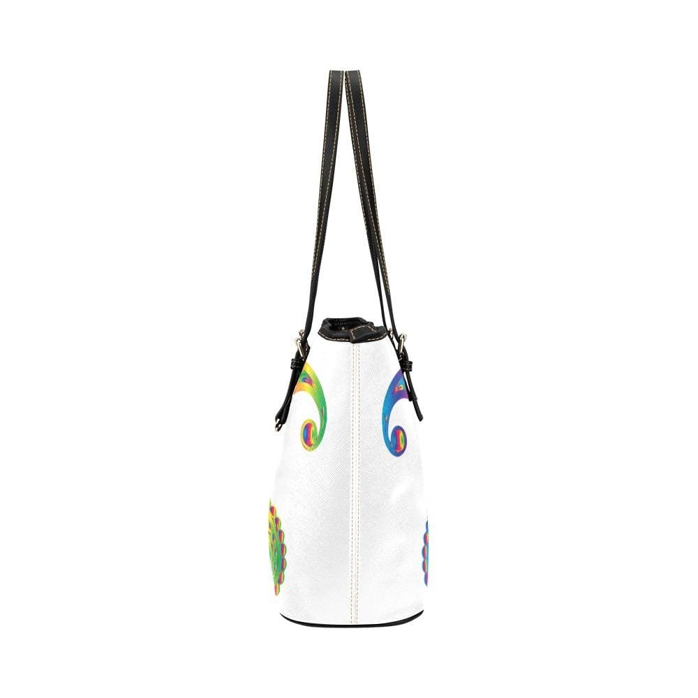 Large Leather Tote Shoulder Bag - Butterfly White  T260553-2