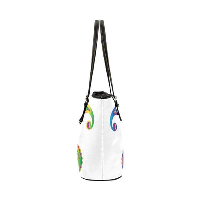 Large Leather Tote Shoulder Bag - Butterfly White  T260553-2