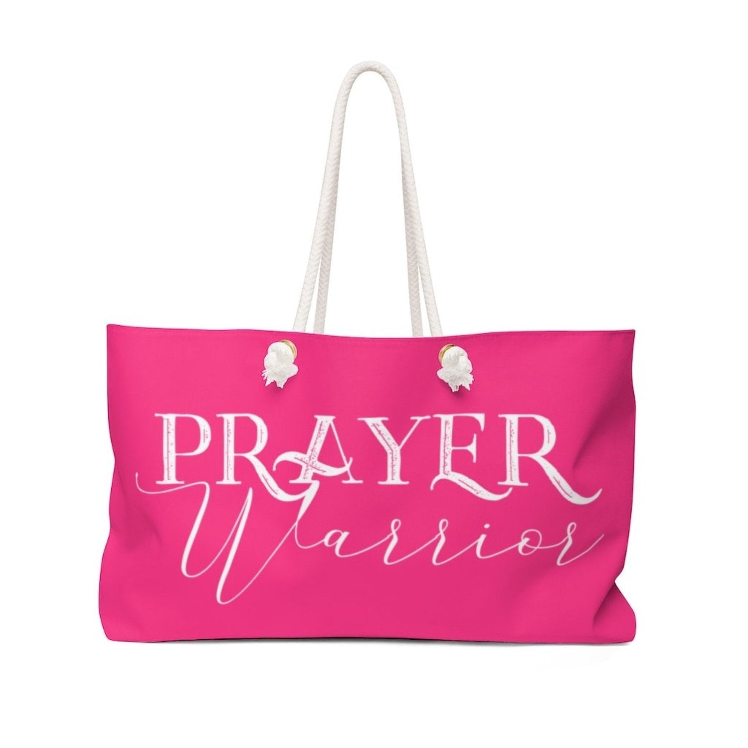 Weekender Tote Bag, Pink And White Prayer Warrior-0