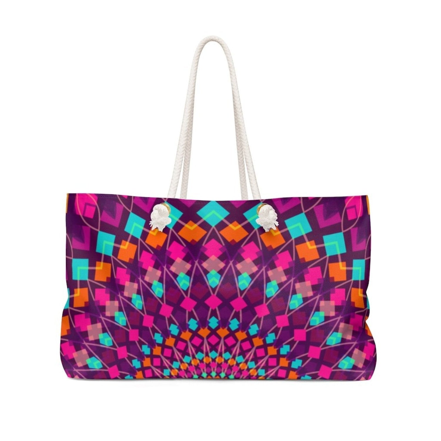 Weekender Tote Bag, Purple Kaleidoscope-1