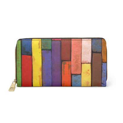 Womens Wallet, Zip Purse, Multicolor Colorblock Brick-0