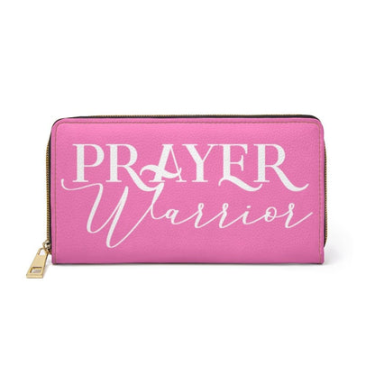 Womens Wallet, Zip Purse, Pink &amp; White Prayer Warrior-0