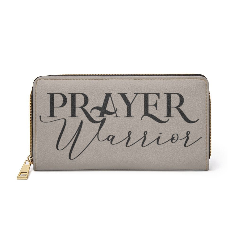 Womens Wallet, Zip Purse, Taupe &amp; Black Prayer Warrior-0