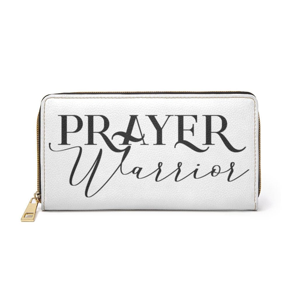 Womens Wallet, Zip Purse, White &amp; Black Prayer Warrior-0