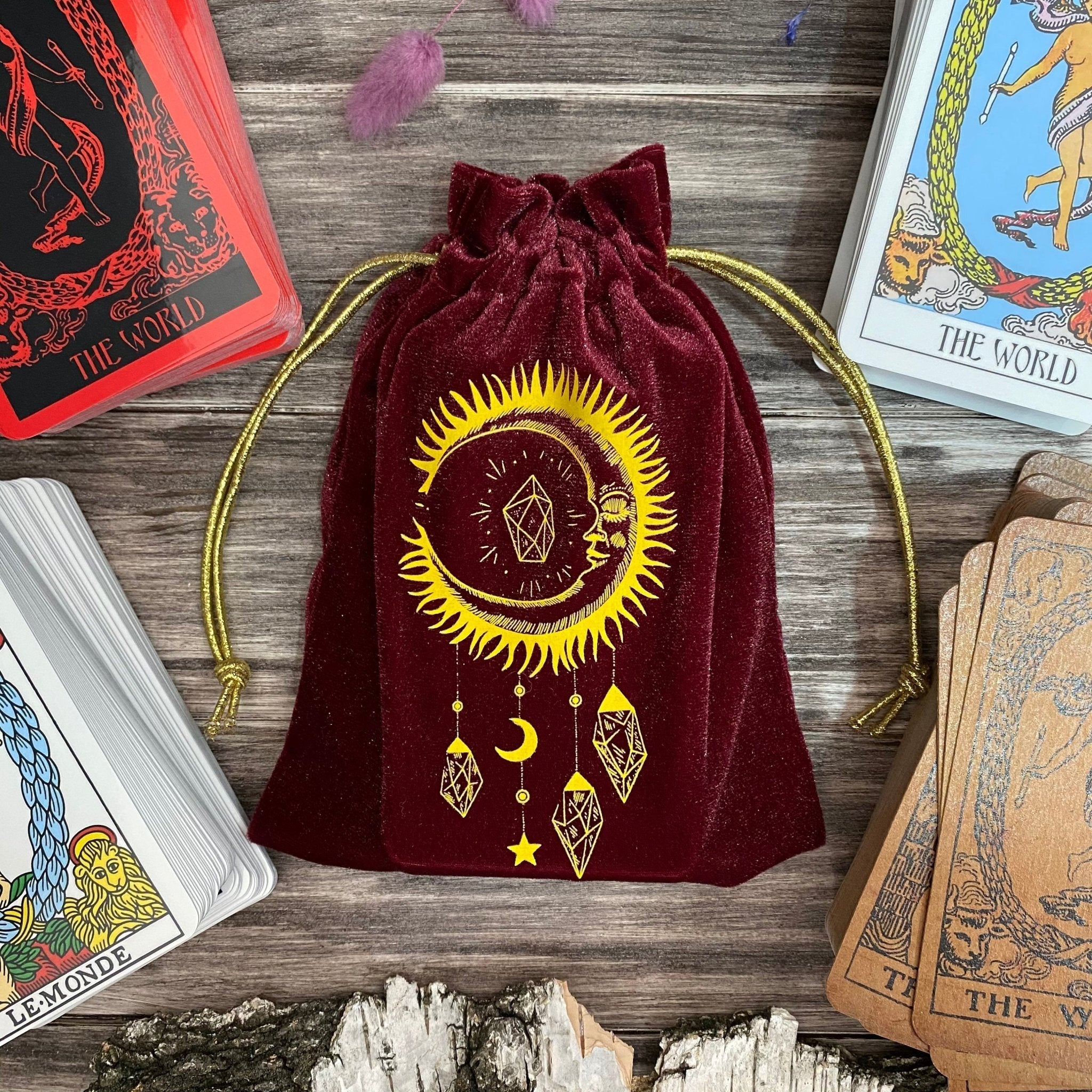 Velvet Tarot Bag Red &amp; Gold-0