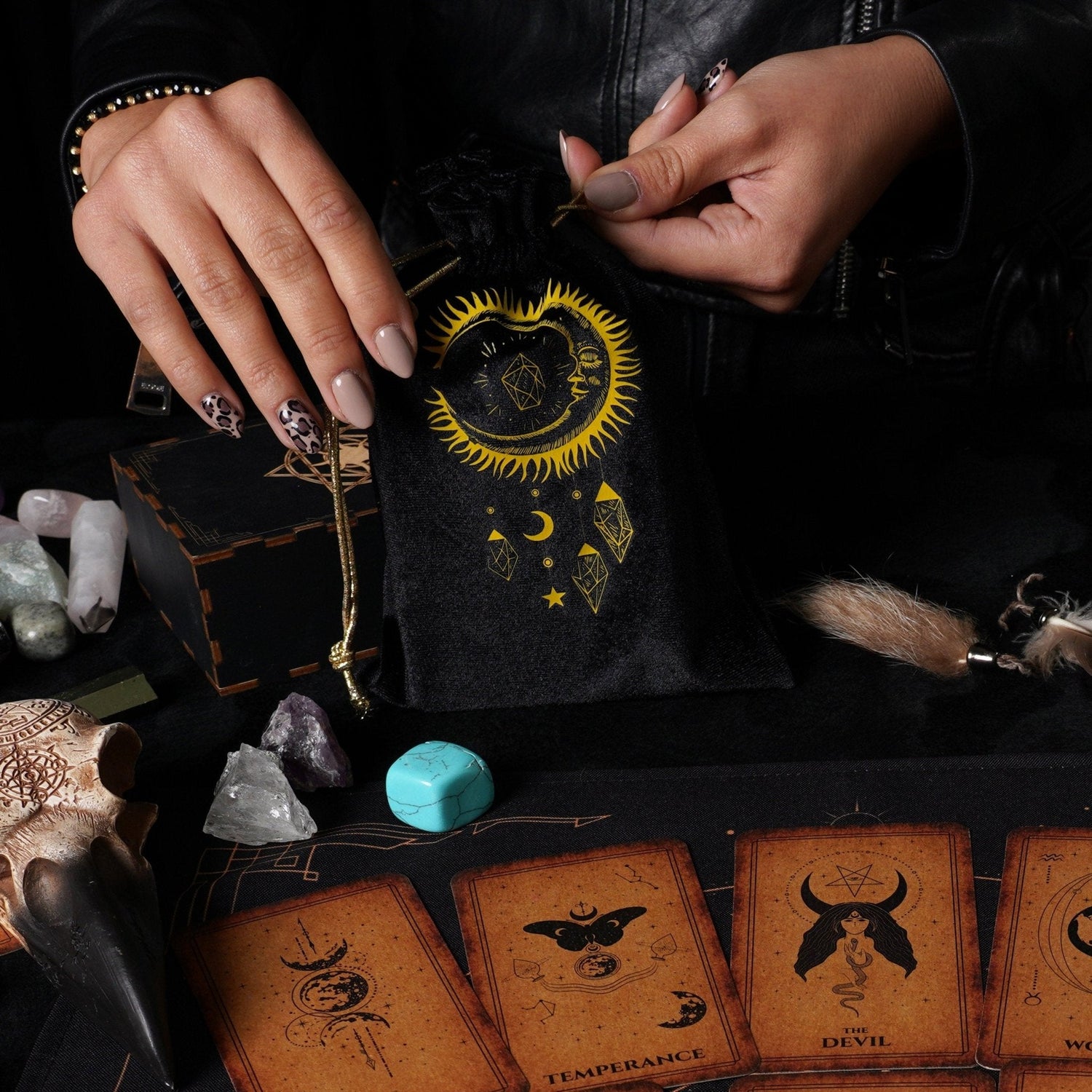 Velvet Tarot Cards Bag Black&amp;Gold-0